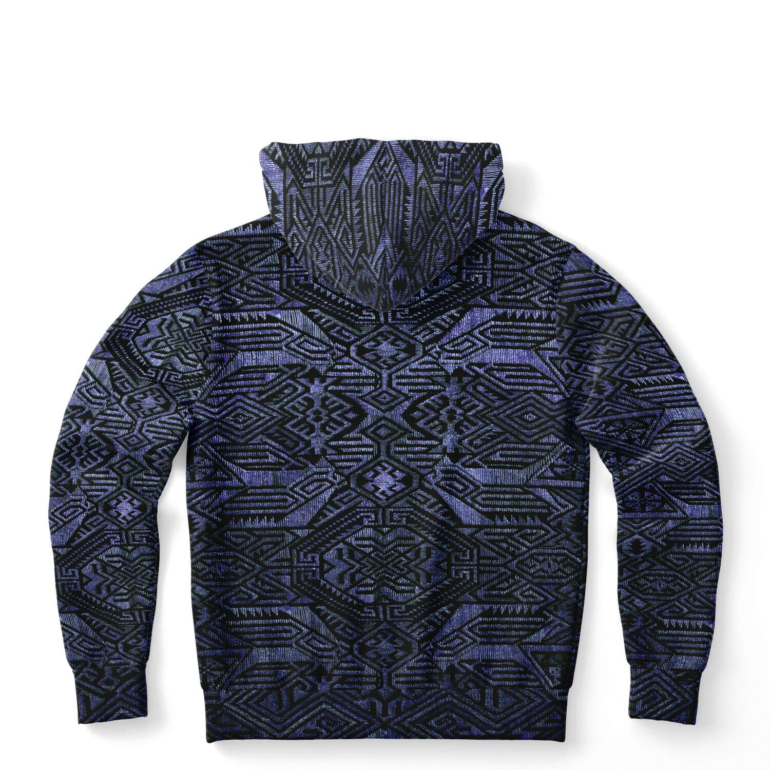 Fashion Hoodie - AOP Indonesian-Ikat Inspired Purple Blueberry Violet Pullover Unisex Hoodie, Sacred Geometry Clothing, Trippy Festival Hoodie