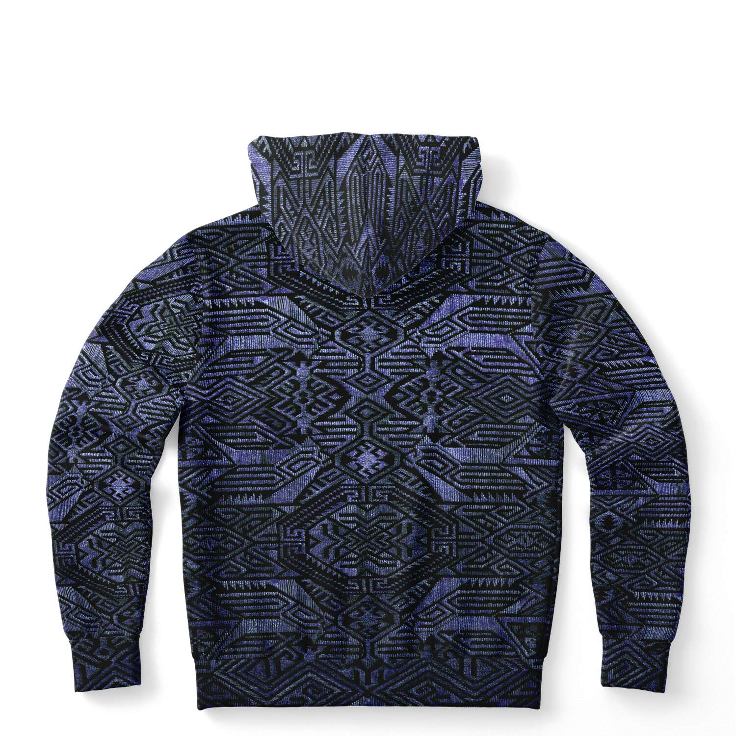Fashion Hoodie - AOP XS Indonesian-Ikat Inspired Purple Blueberry Violet Pullover Unisex Hoodie, Sacred Geometry Clothing, Trippy Festival Hoodie