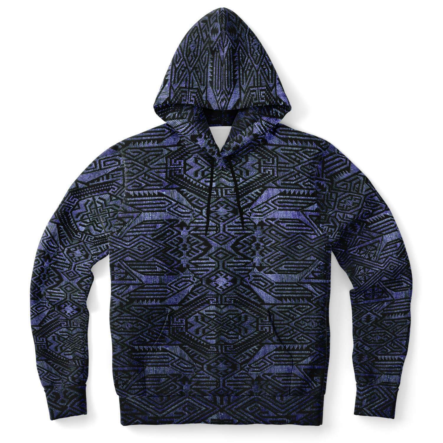 Indonesian-Ikat Inspired Purple Blueberry Violet Pullover Unisex Hoodie, Sacred Geometry Clothing, Trippy Festival Hoodie