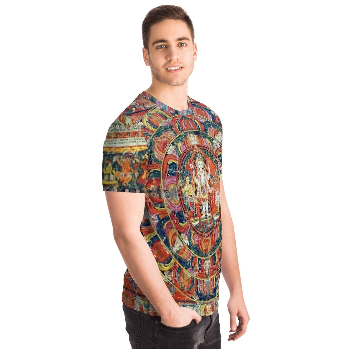 Indra and Garuda Nepali Buddhist Mandala Thangka | Buddhist and Hindu Deity | Nature & Wisdom Mythology Graphic Art T-Shirt