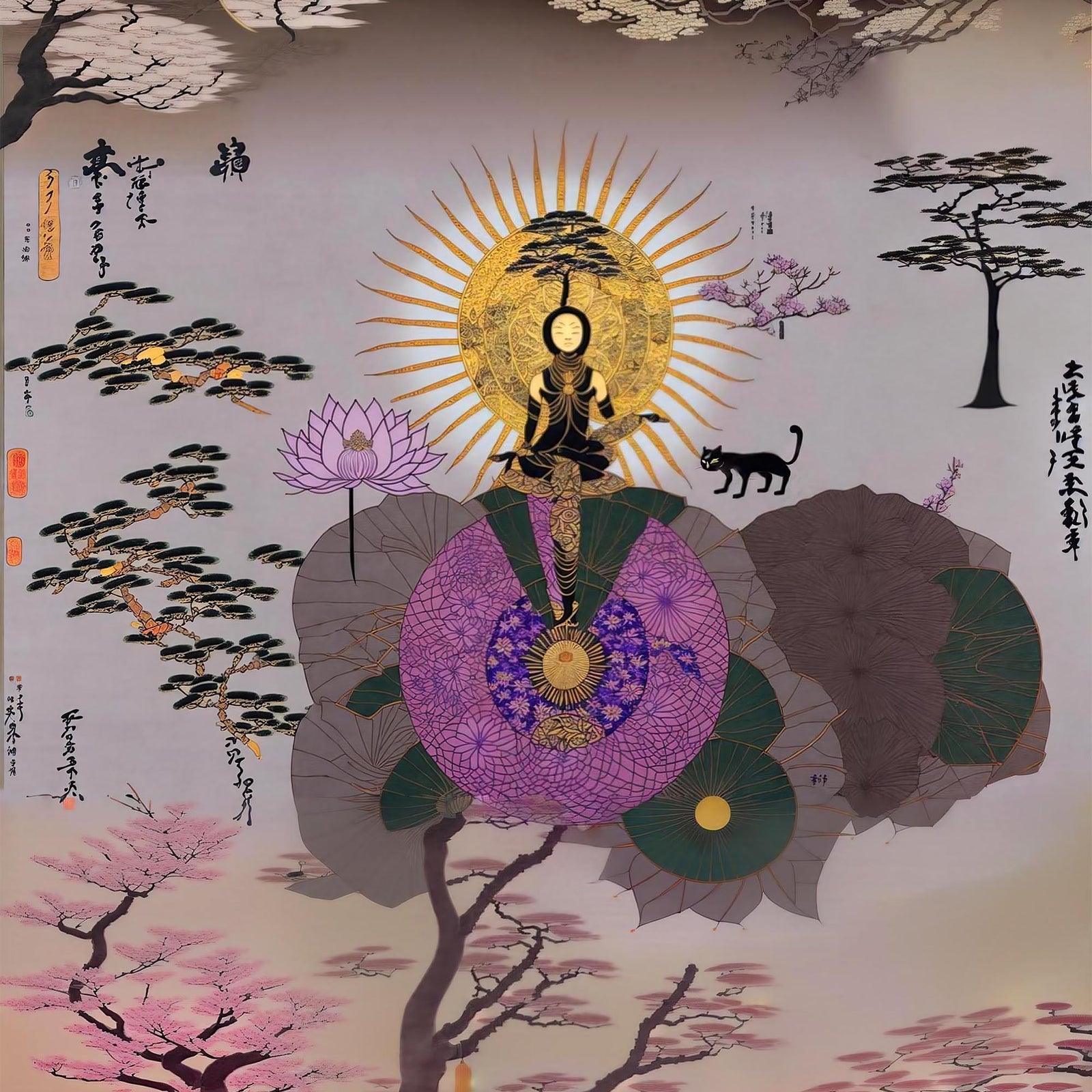 Japanese Spiritual Goddess Dankini Daniniten | Esoteric Feminine Yoga Yogini | Divine Buddhist Sacred Energy Graphic Art T-Shirt