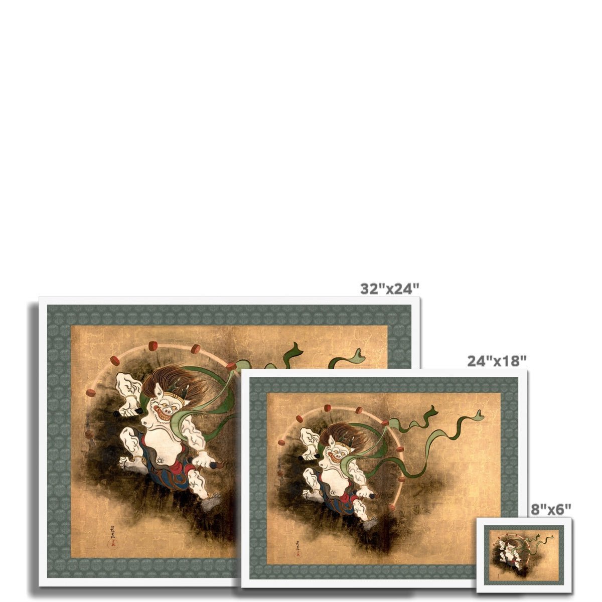 Japanese Thunder God Raijin | Classic Shinto Mythology and Japan Framed Art Print