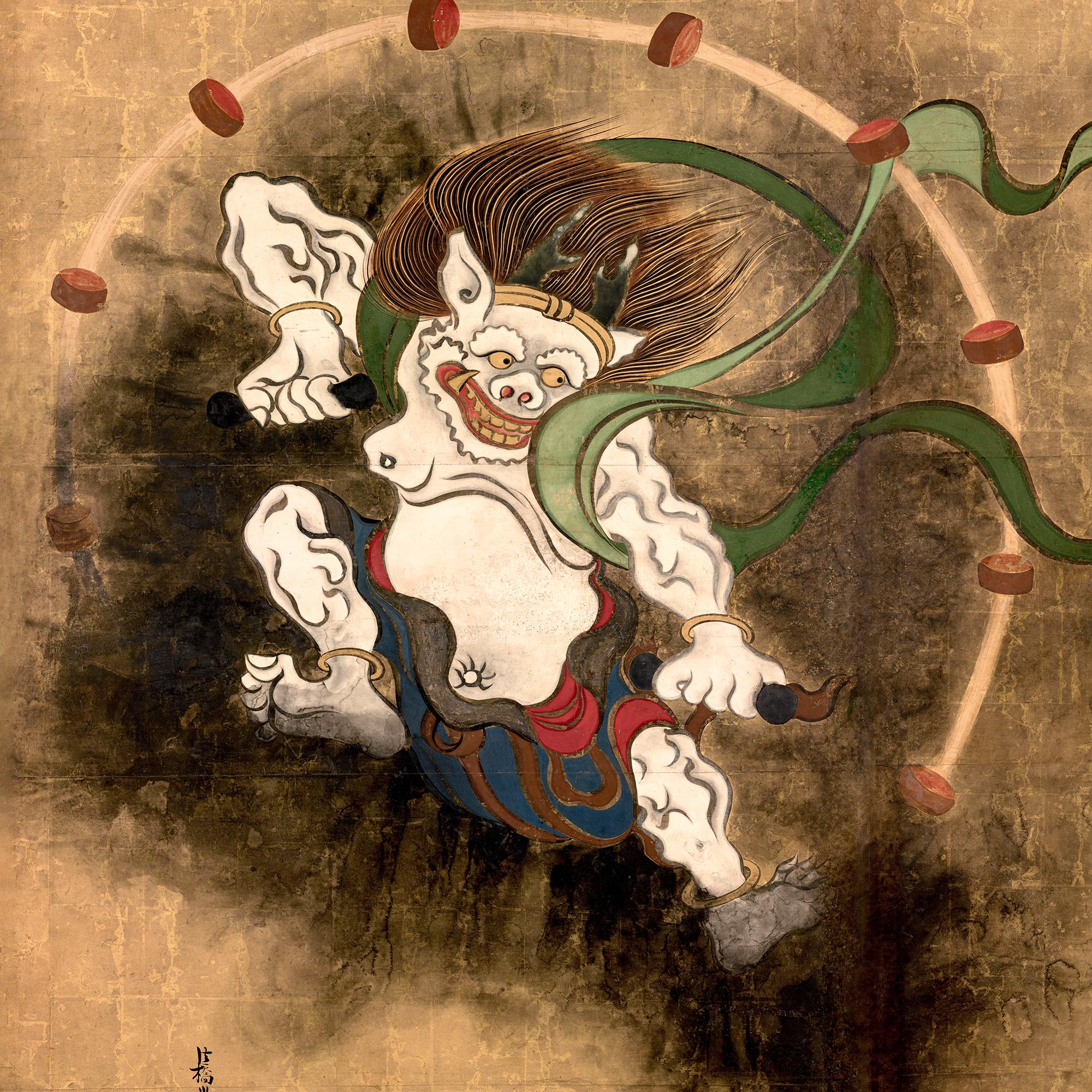 Japanese Thunder God Raijin | Classic Shinto Mythology and Japan Framed Art Print