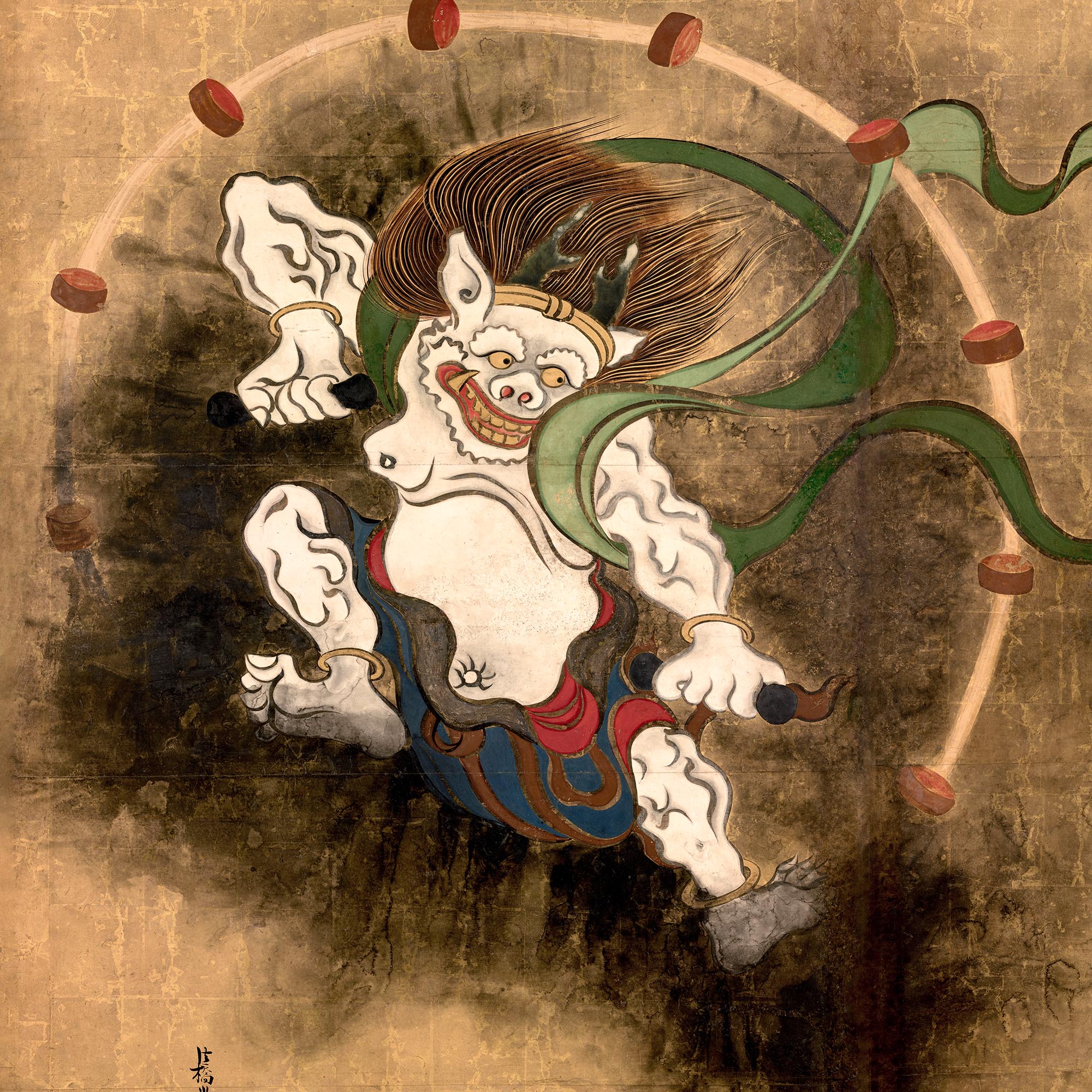 Fine art 8"x6" / Black Frame Japanese Thunder God Raijin | Classic Shinto Mythology and Japan Framed Art Print