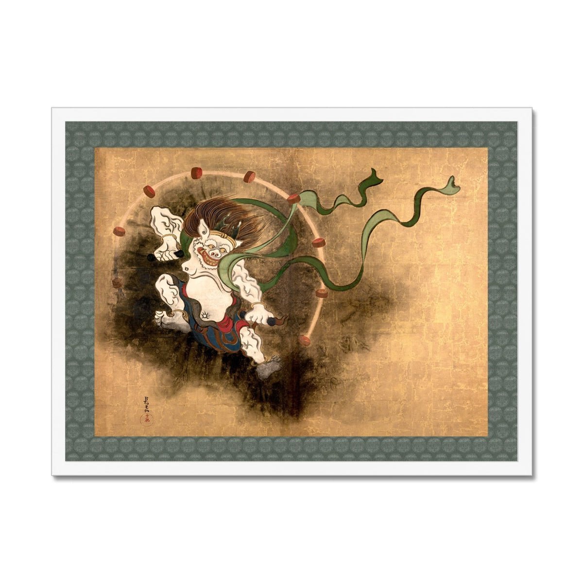 Japanese Thunder God Raijin | Classic Shinto Mythology and Japan Framed Art Print