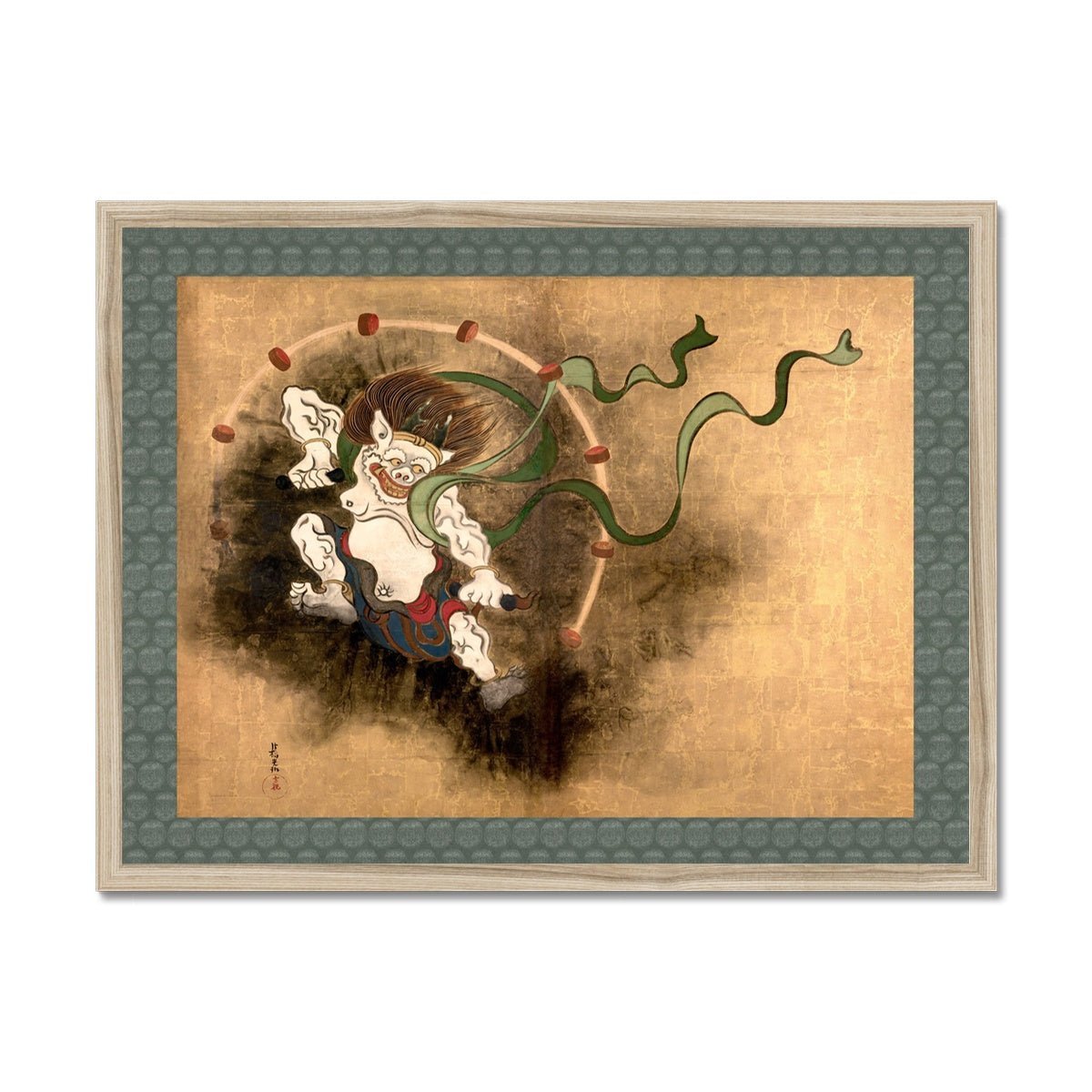 Japanese Thunder God Raijin | Classic Shinto Mythology and Japan Framed Art Print