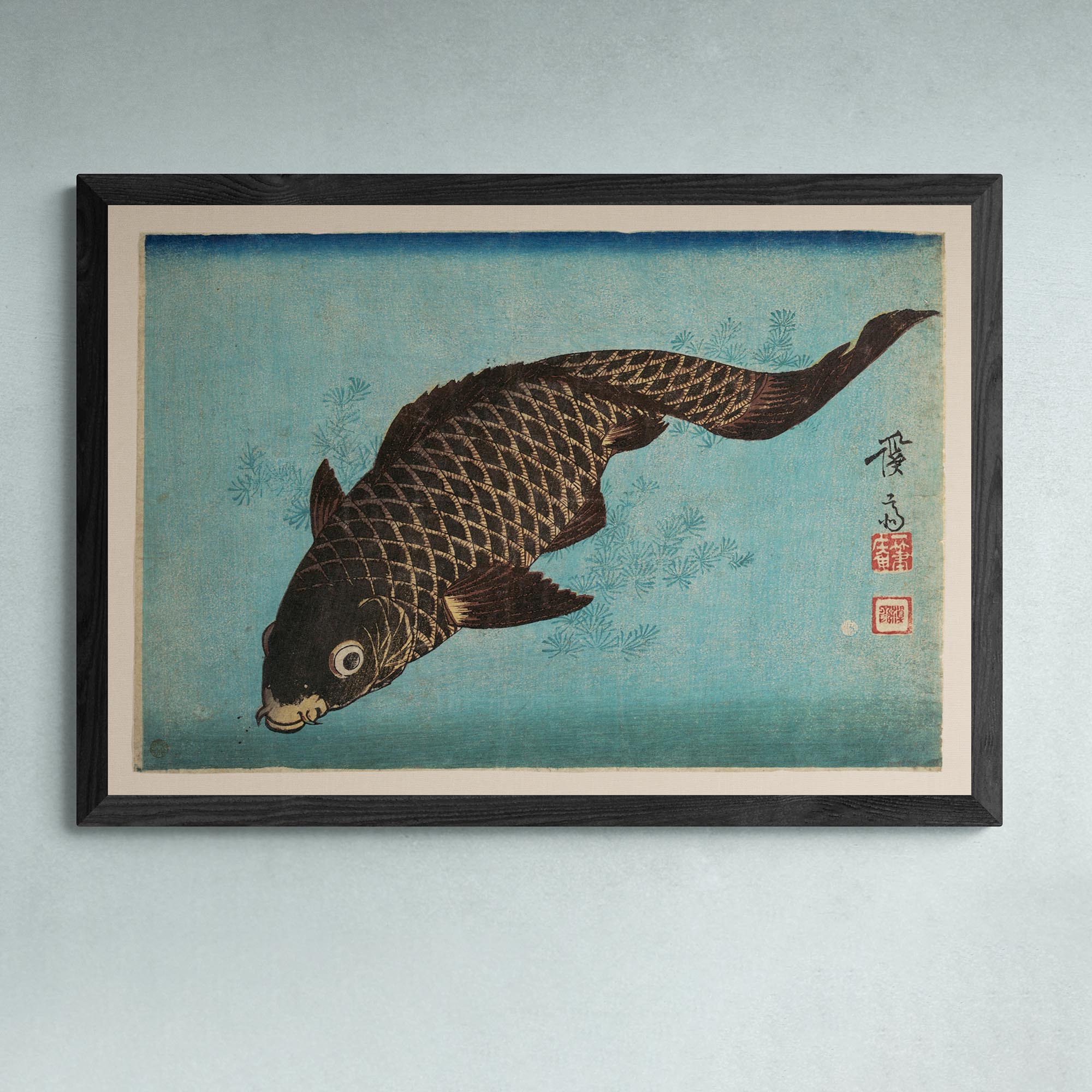 giclee 6"x4" Japanese Woodblock Koi, Keisai Eisen Ukiyo-e Giclée Fine Art Print