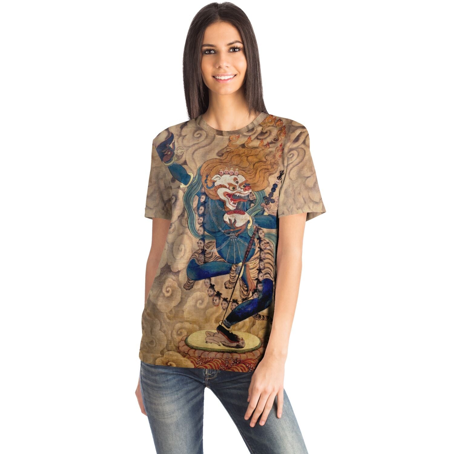 Jnana Dakini and The Secret Book of Simhamukha | Tibetan Thangka Mysticism | Meditation Graphic Art T-Shirt