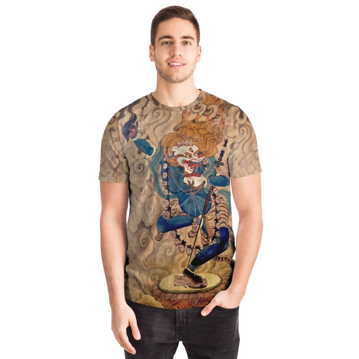 Jnana Dakini and The Secret Book of Simhamukha | Tibetan Thangka Mysticism | Meditation Graphic Art T-Shirt