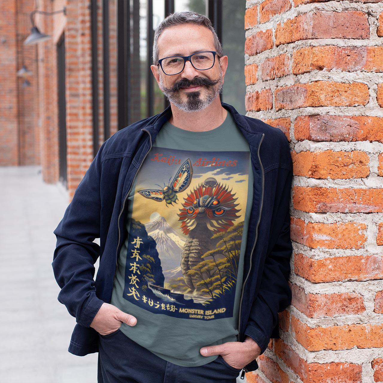 Kaiju Airlines T-Shirt Travel Poster | Godzilla T-Shirt, Ghidorah, Mothra, Gamera Monster Island Tee