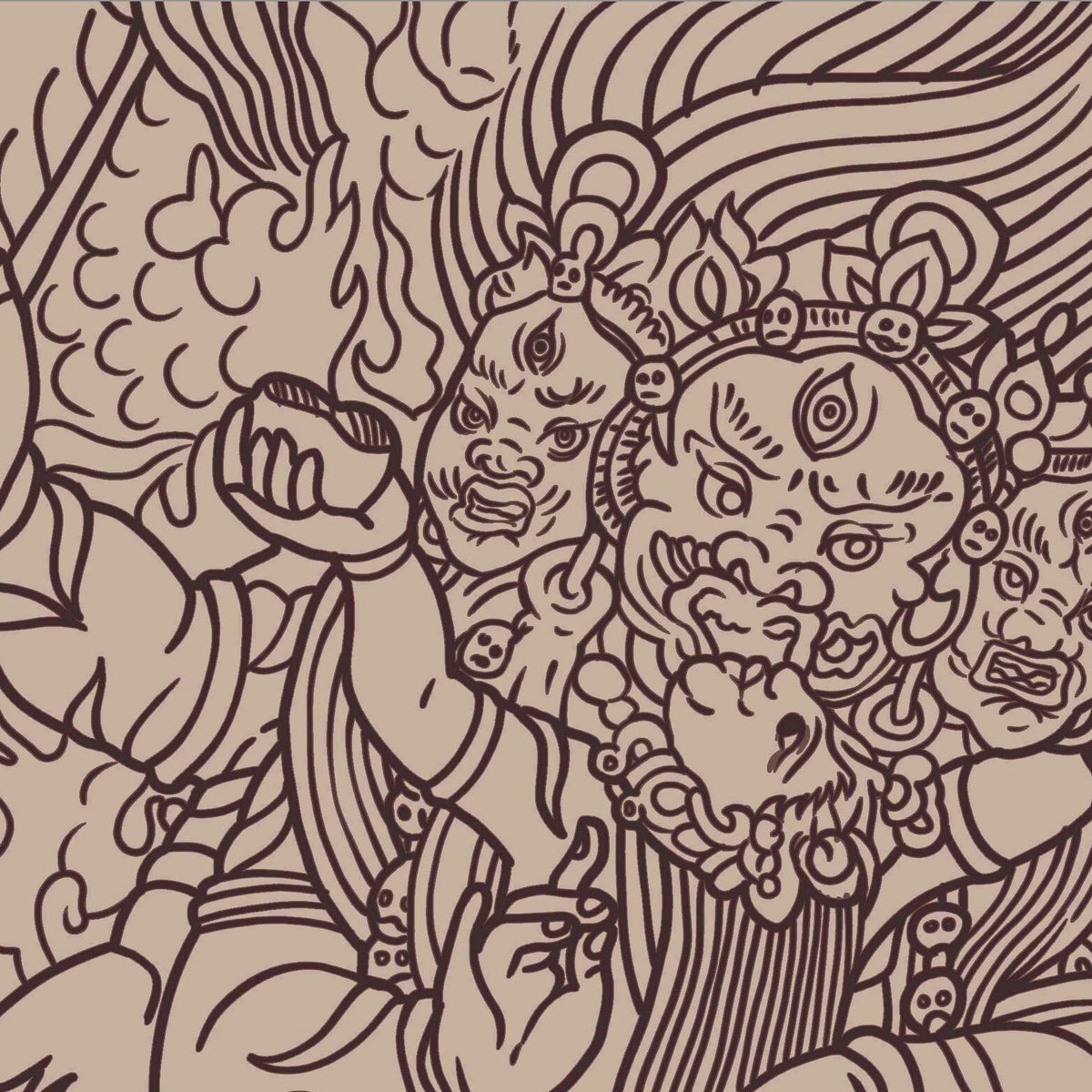 Kali and Mahakala Tibetan Tantric Thangka Vajrayana Vintage T-Shirt