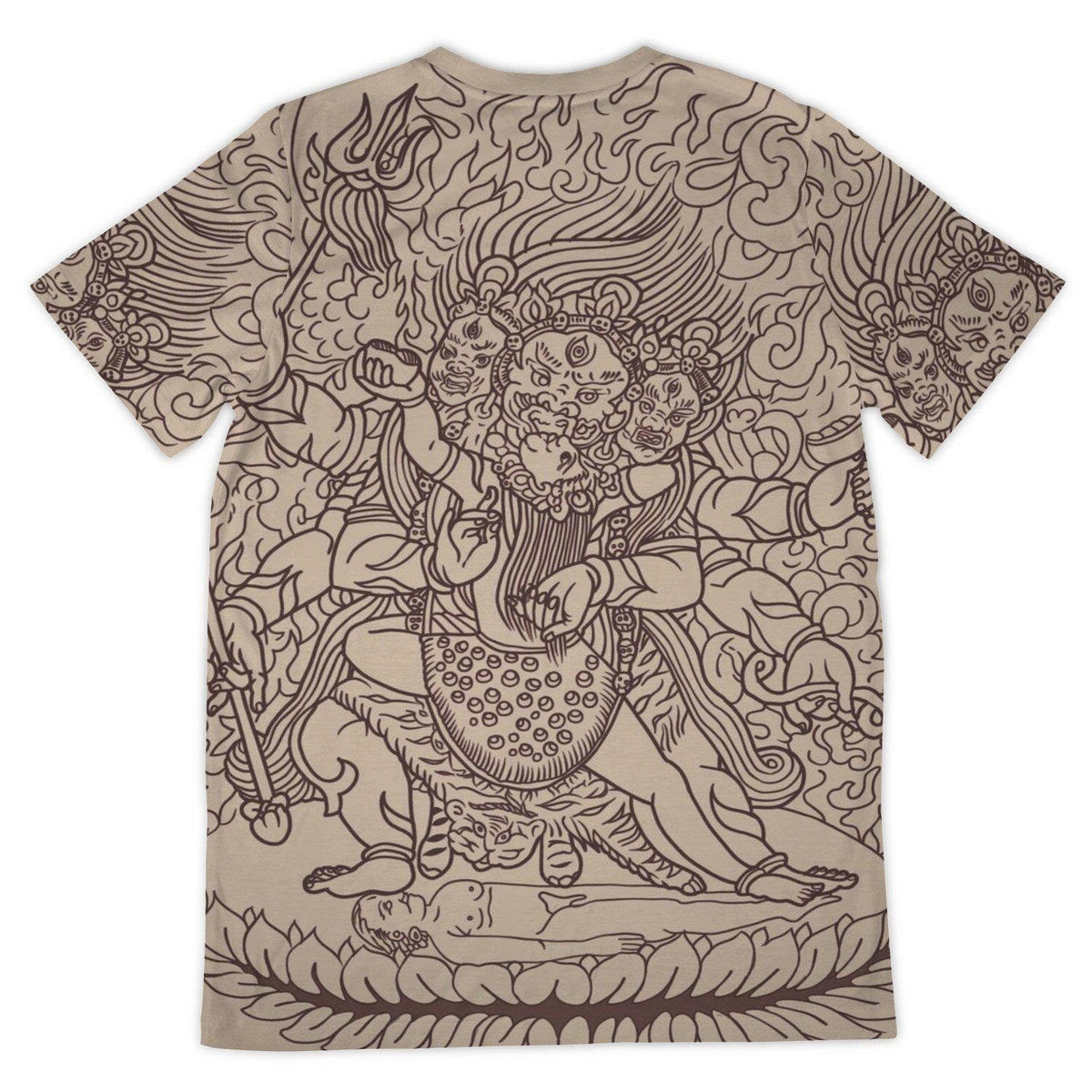 Kali and Mahakala Tibetan Tantric Thangka Vajrayana Vintage T-Shirt
