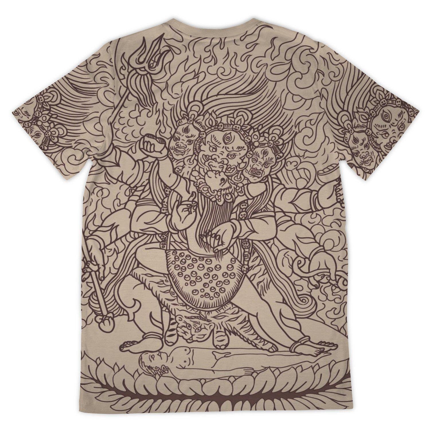 Kali and Mahakala Tibetan Tantric Thangka Vajrayana Vintage T-Shirt