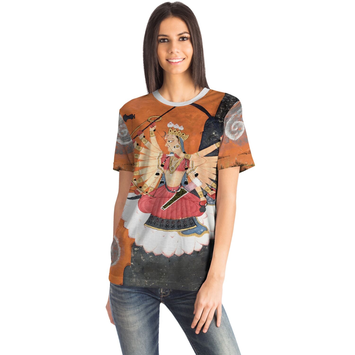 T-shirt Kali Shakti Durga Slaying the Buffalo Demon Asura, Mahishasura | Goddess Parvati Durga Devi Graphic Art T-Shirt