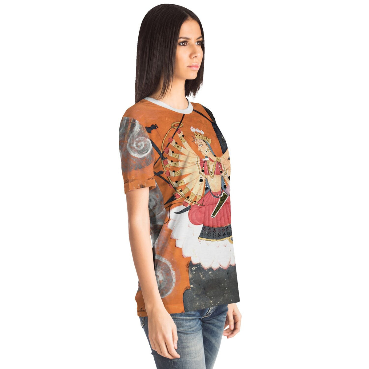 Kali Shakti Durga Slaying the Buffalo Demon Asura, Mahishasura | Goddess Parvati Durga Devi Graphic Art T-Shirt