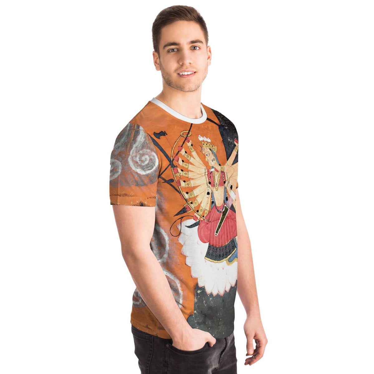 Kali Shakti Durga Slaying the Buffalo Demon Asura, Mahishasura | Goddess Parvati Durga Devi Graphic Art T-Shirt