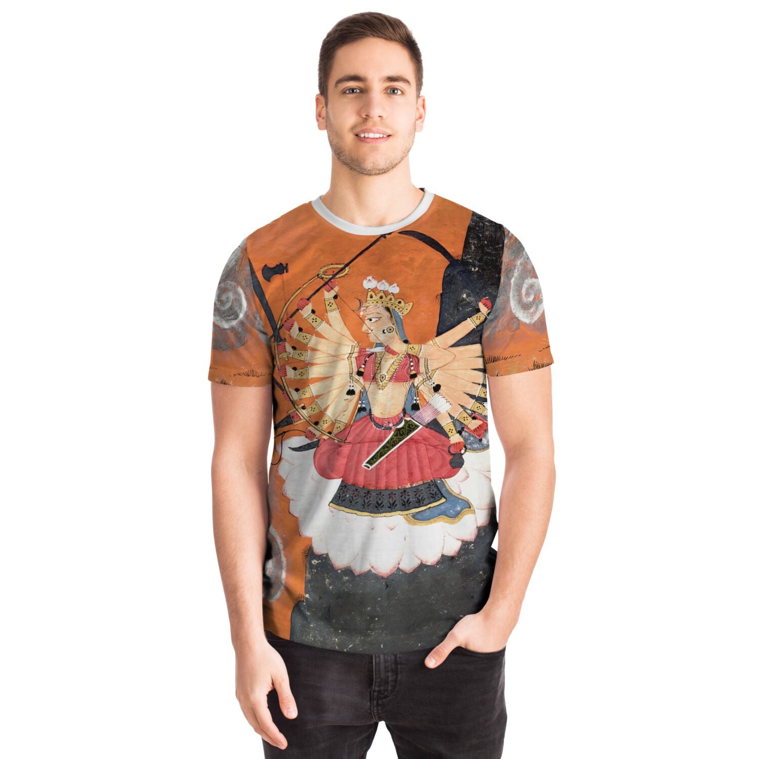 T-shirt Kali Shakti Durga Slaying the Buffalo Demon Asura, Mahishasura | Goddess Parvati Durga Devi Graphic Art T-Shirt