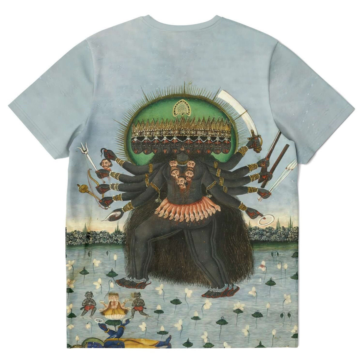 Kali Withdraws from Vishnu, as Brahma Emerges from Sleep, Antique Hindu Graphic T-Shirt Tee