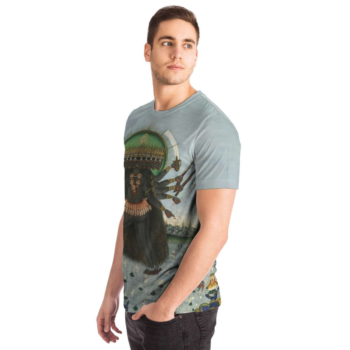 Kali Withdraws from Vishnu, as Brahma Emerges from Sleep, Antique Hindu Graphic T-Shirt Tee