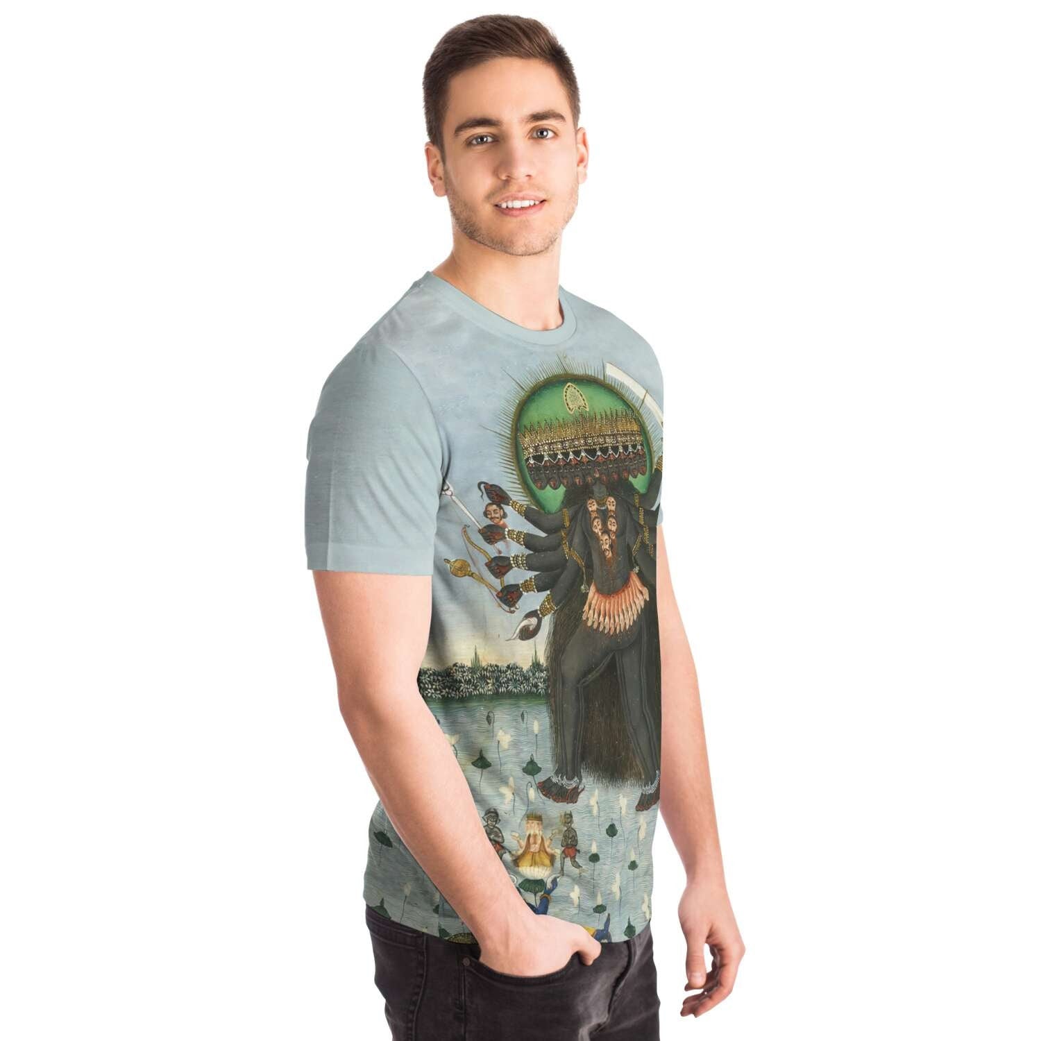 Kali Withdraws from Vishnu, as Brahma Emerges from Sleep, Antique Hindu Graphic T-Shirt Tee