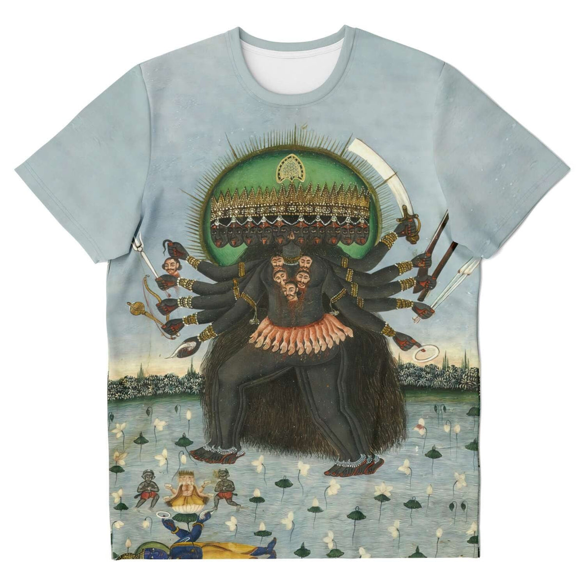 T-shirt Kali Withdraws from Vishnu, as Brahma Emerges from Sleep, Antique Hindu Graphic T-Shirt Tee