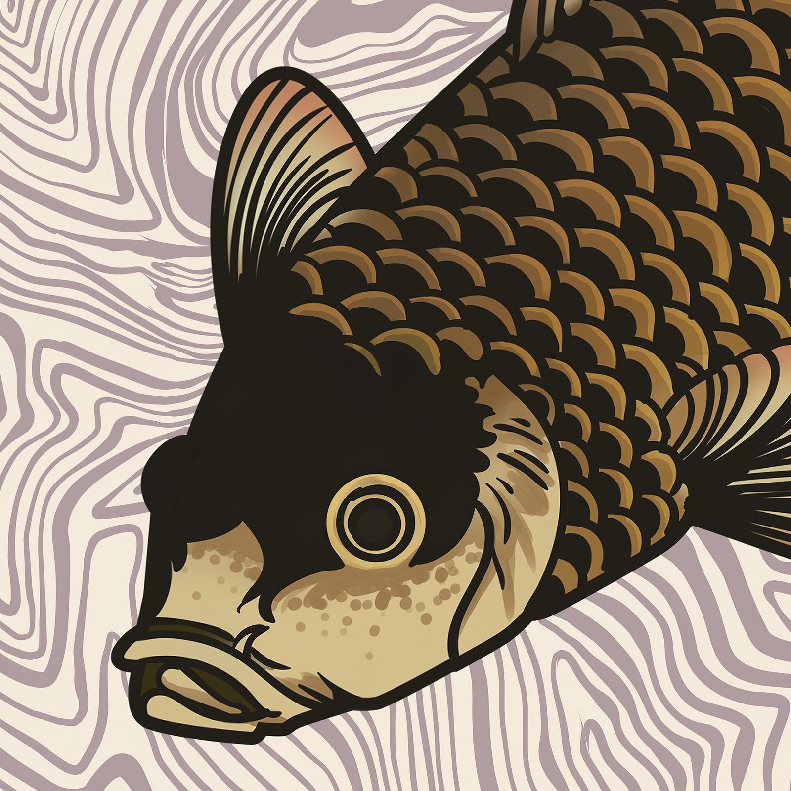 Katsushika Hokusa: Koi Swimming Ukiyo-e Japanese Classic Woodblock Carp Poster Framed Art Print