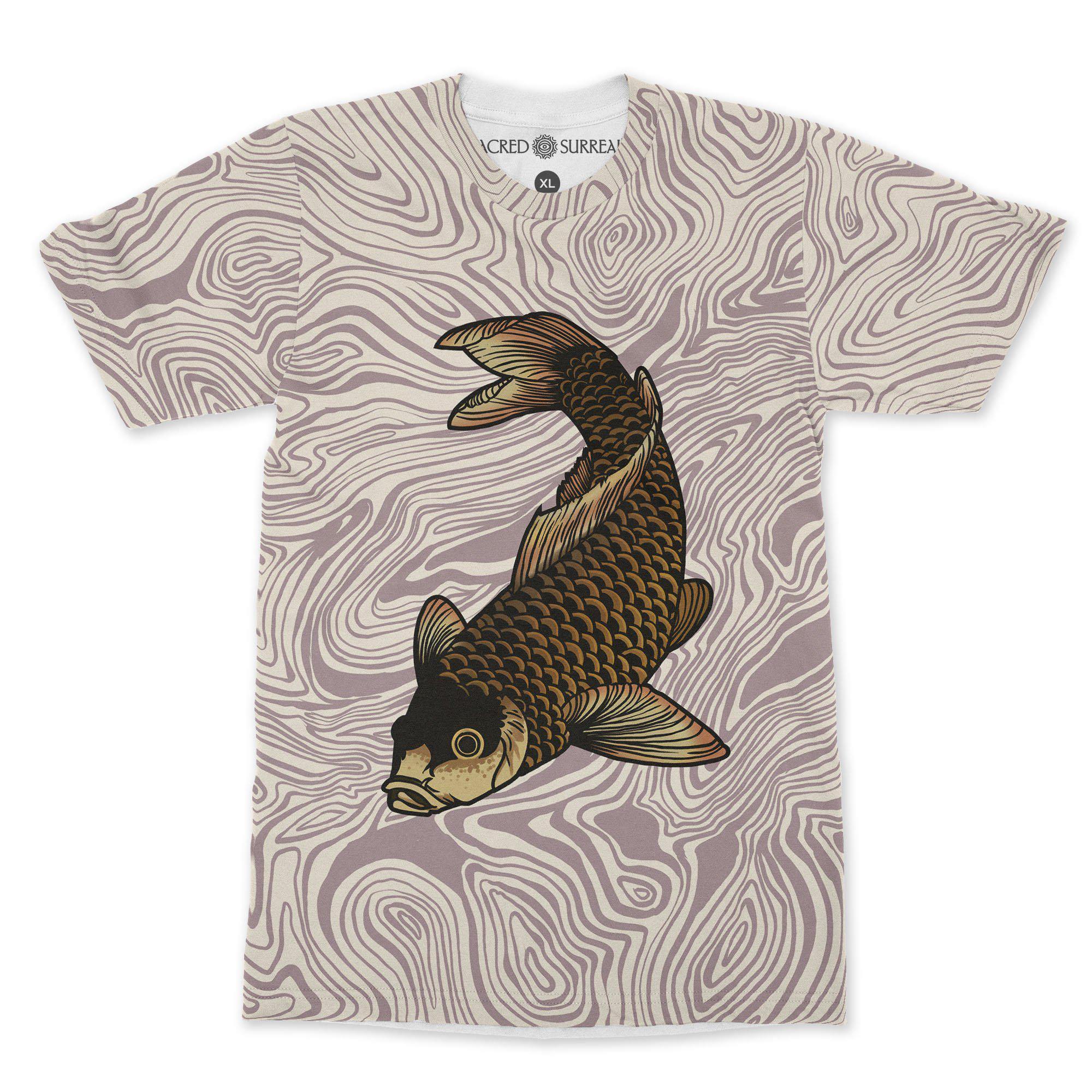 AOP T-Shirt XS Katsushika Hokusai Carp (Koi) Ukiyo-e T-Shirt