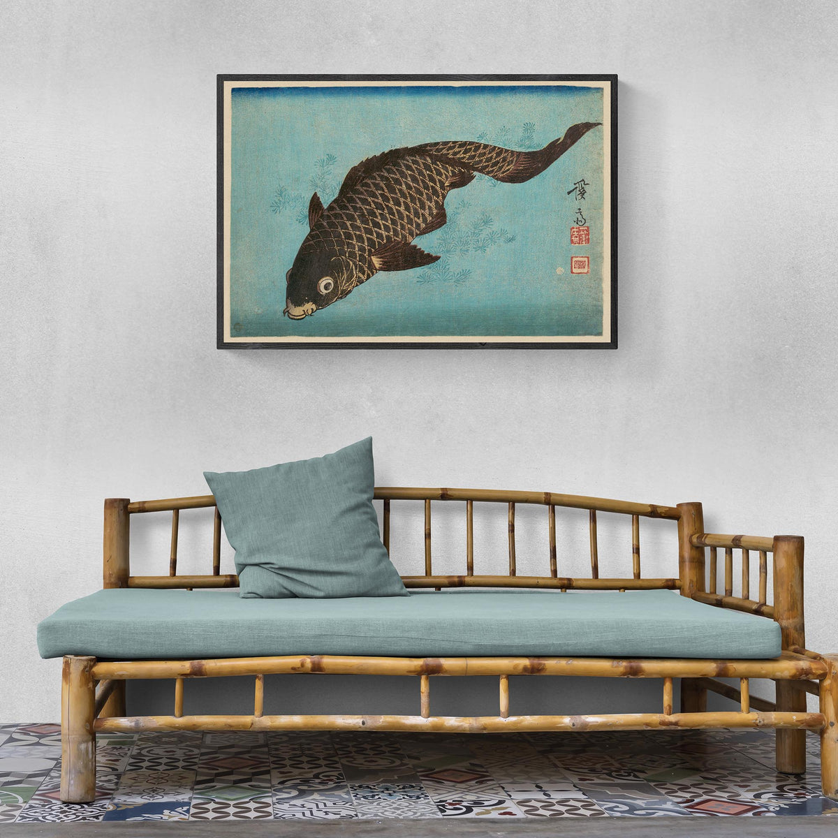 Keisai Eisen Japanese Woodblock Koi, Carp, Ukiyo-e Marine Life Antique Fine Art Print