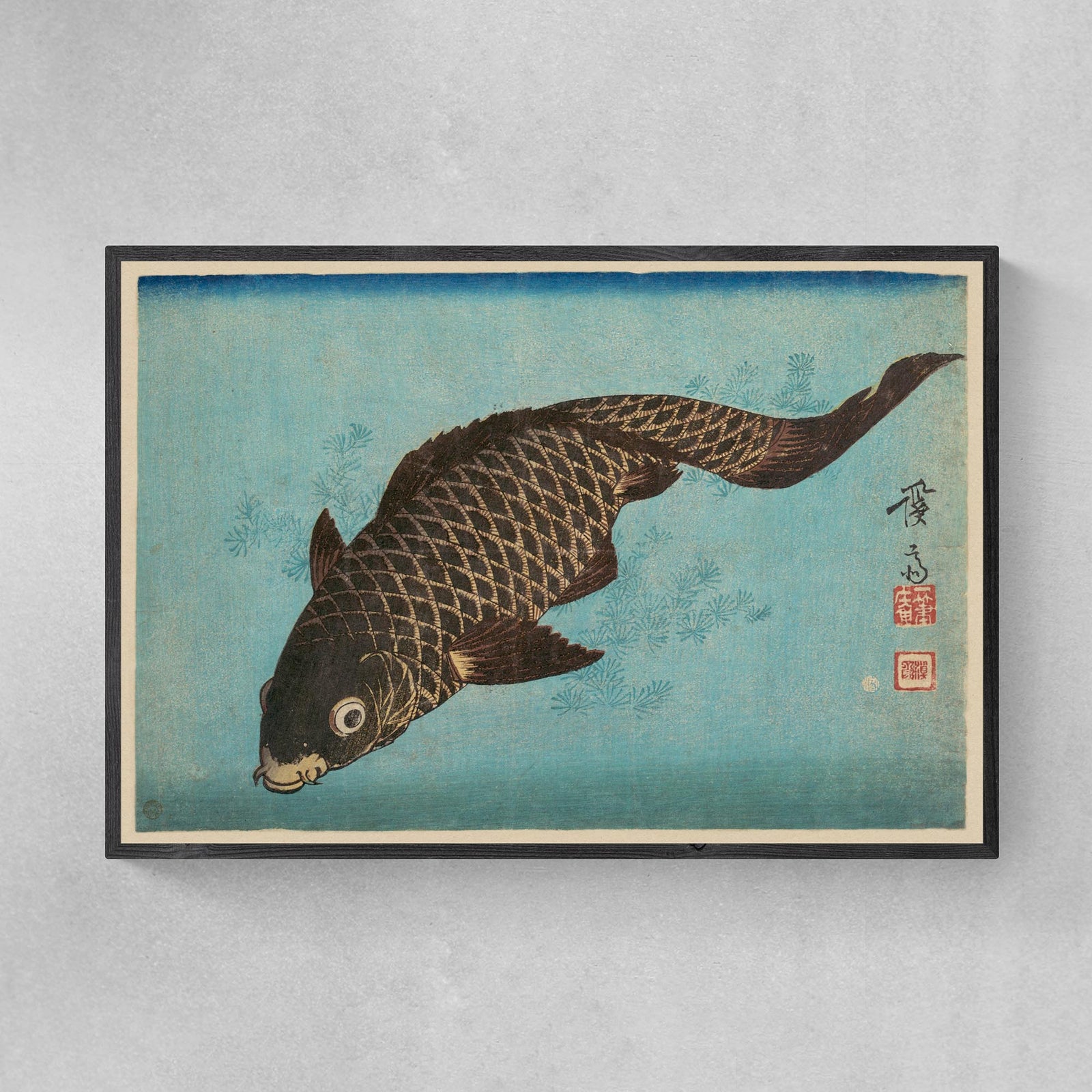 Keisai Eisen Japanese Woodblock Koi, Carp, Ukiyo-e Marine Life Antique Fine Art Print