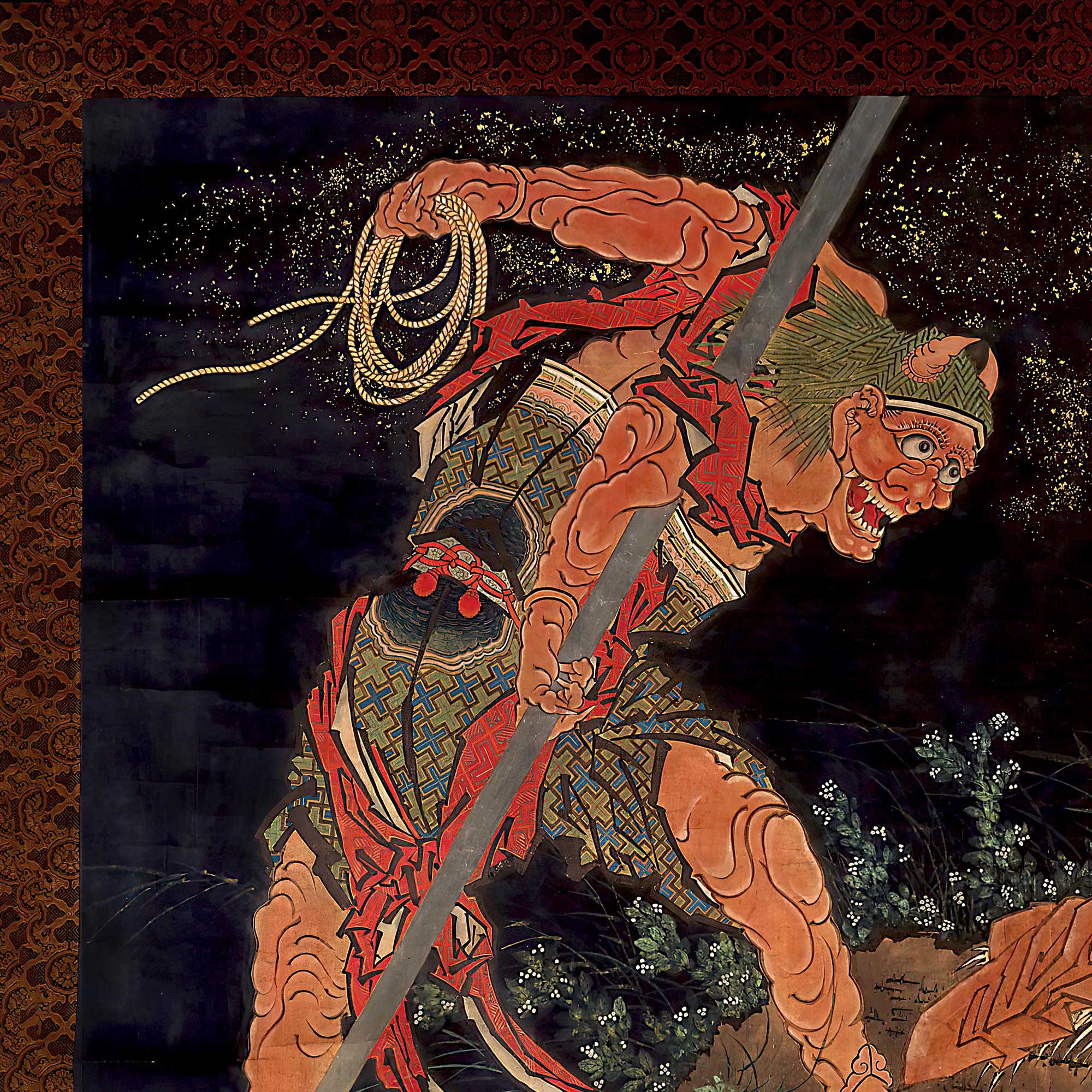 Kobo Daishi Practicing the Tantra with the Assistance of a Demon and a Wolf | Katsushika Hokusai Ukiyo-e Framed Art Print