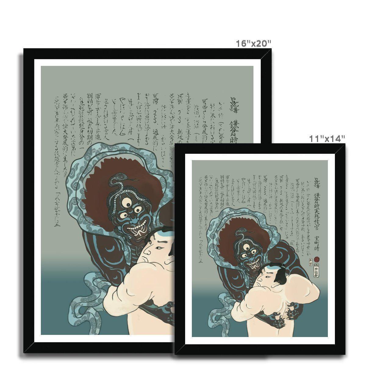 Framed Print KONJIN CHOGORO FIGHTING AGAINST THE BLUE MONSTER OF KONGO-JIN | Framed Print