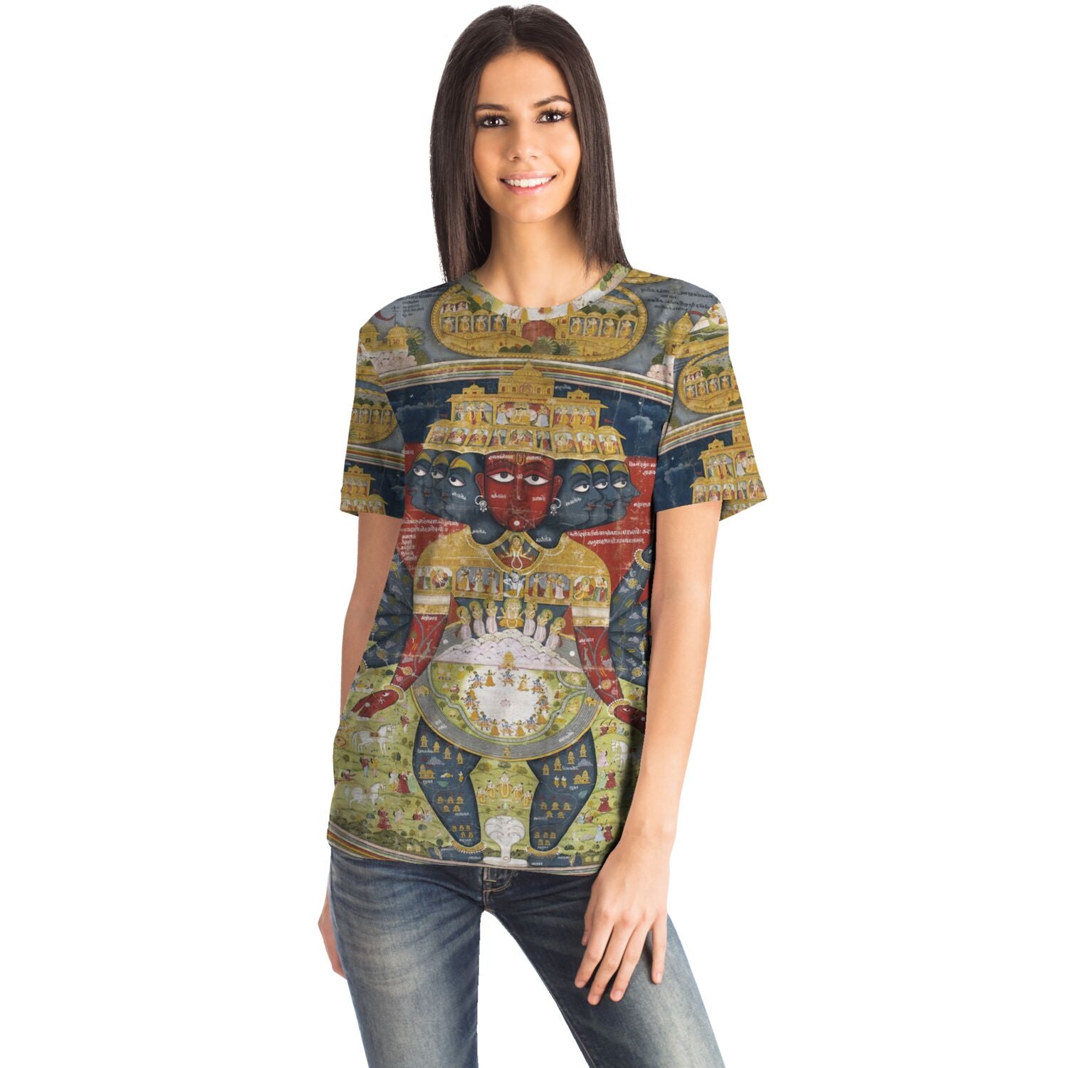 T-shirt Krishna Cosmological Diagram | Vintage Sacred Hindu Deity | Brahma, Shiva Vedic Cosmos Graphic Art T-Shirt