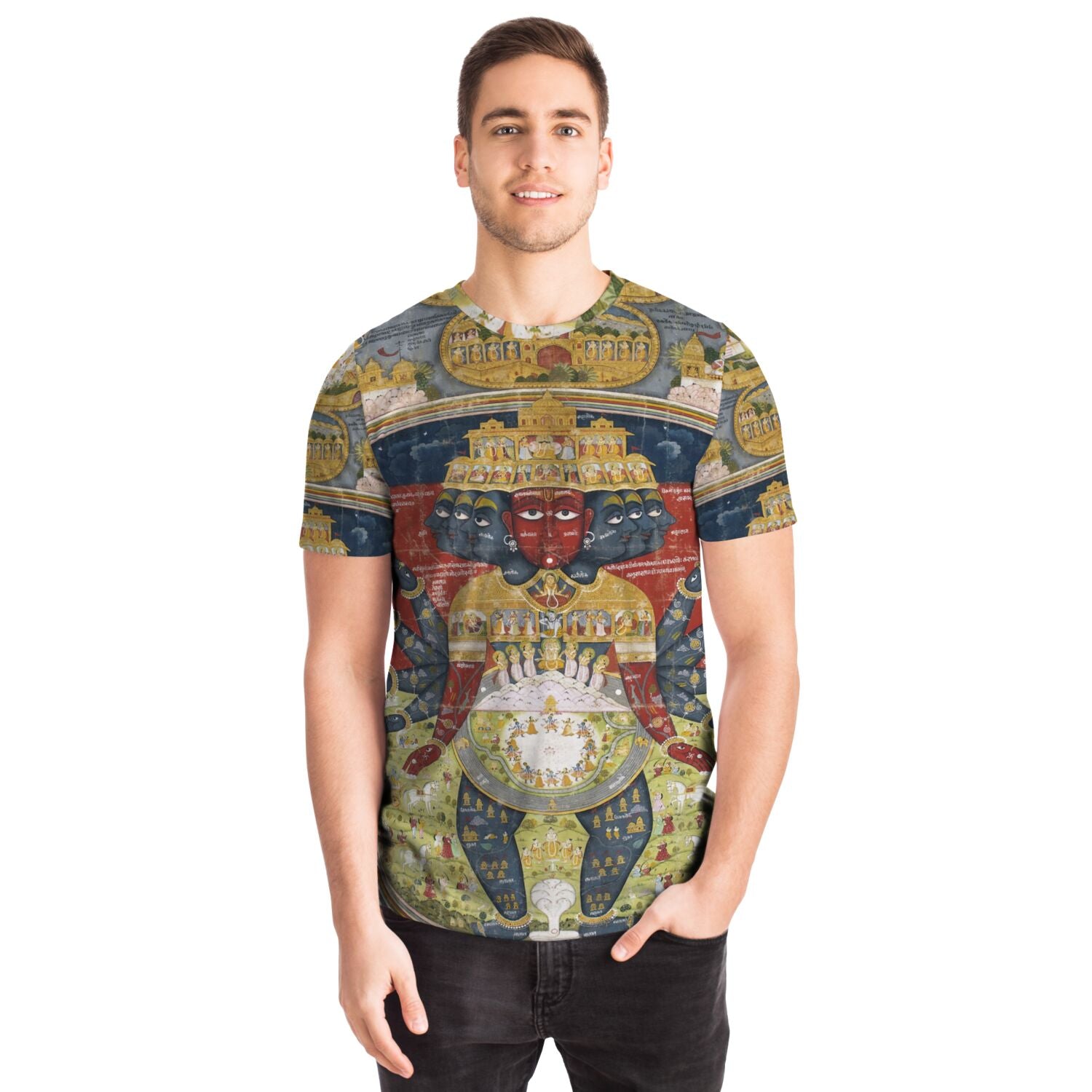 Krishna Cosmological Diagram | Vintage Sacred Hindu Deity | Brahma, Shiva Vedic Cosmos Graphic Art T-Shirt