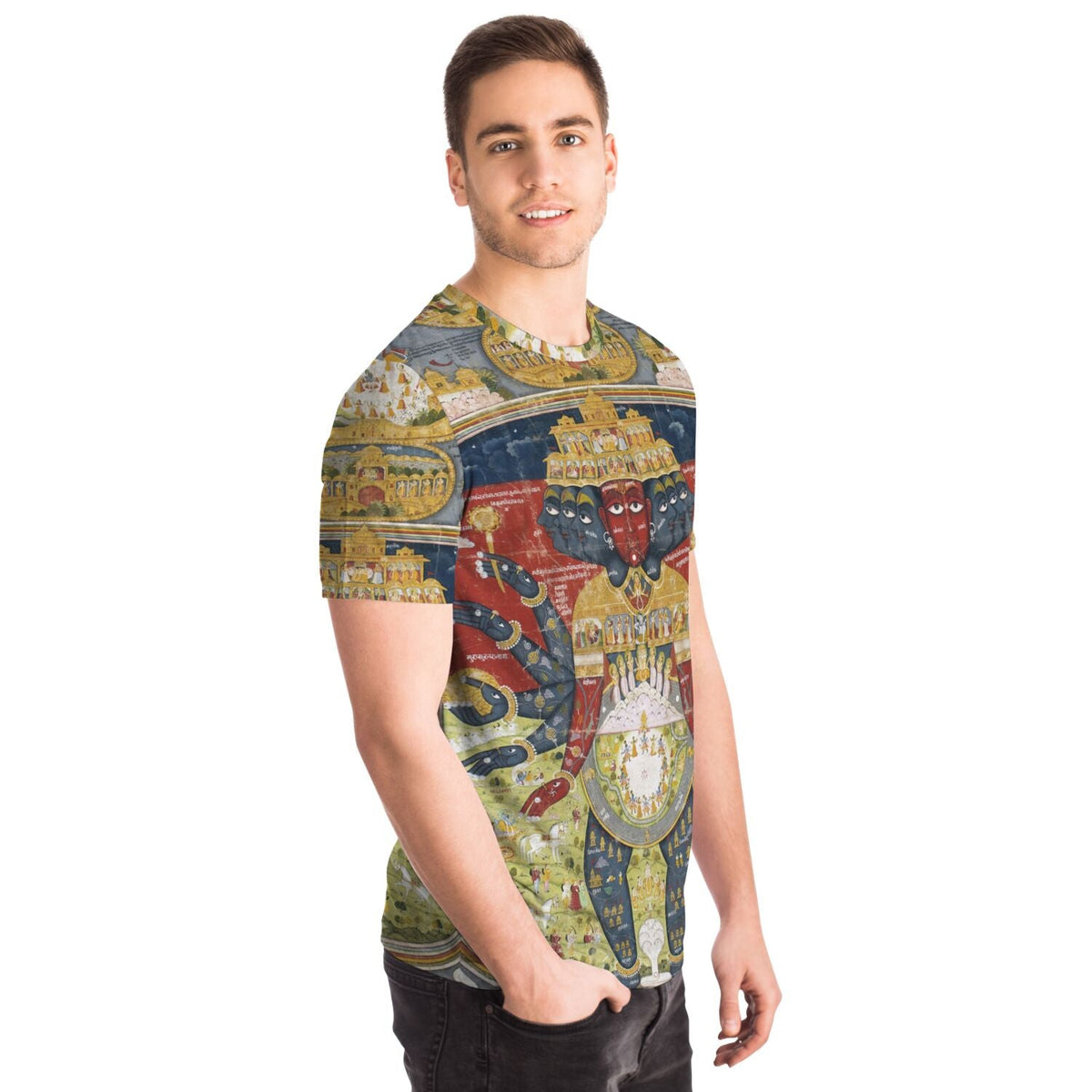 Krishna Cosmological Diagram | Vintage Sacred Hindu Deity | Brahma, Shiva Vedic Cosmos Graphic Art T-Shirt