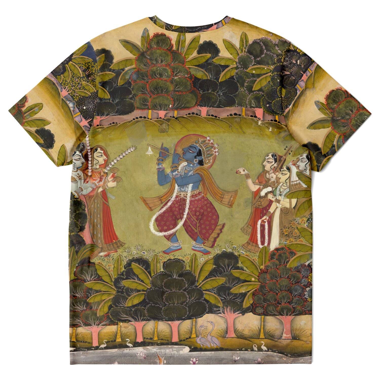 Krishna Playing the Flute for the Gopis | Divine Love, Spiritual Apparel | Vintage Indian Folklore Graphic Art T-Shirt