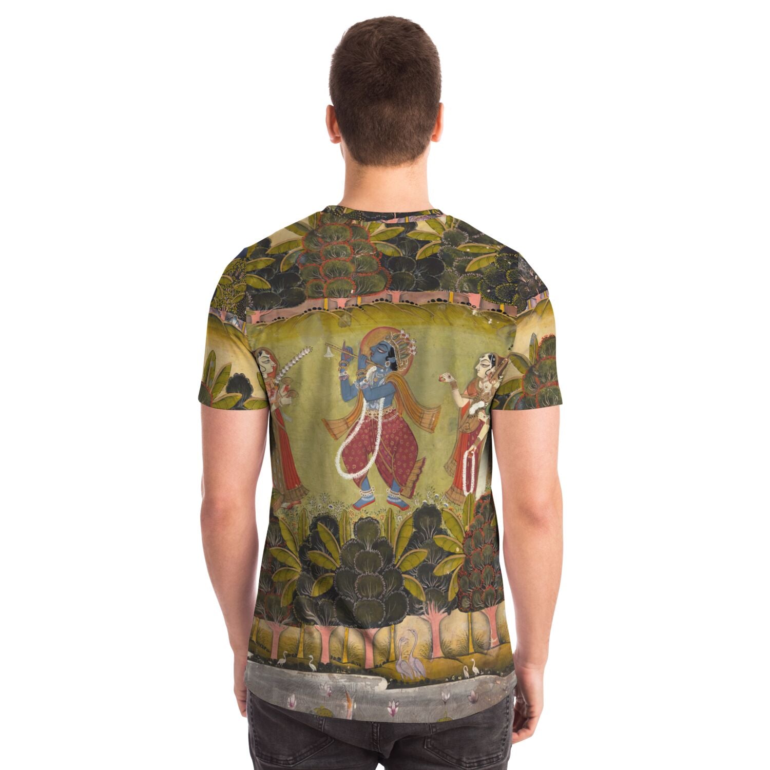 Krishna Playing the Flute for the Gopis | Divine Love, Spiritual Apparel | Vintage Indian Folklore Graphic Art T-Shirt