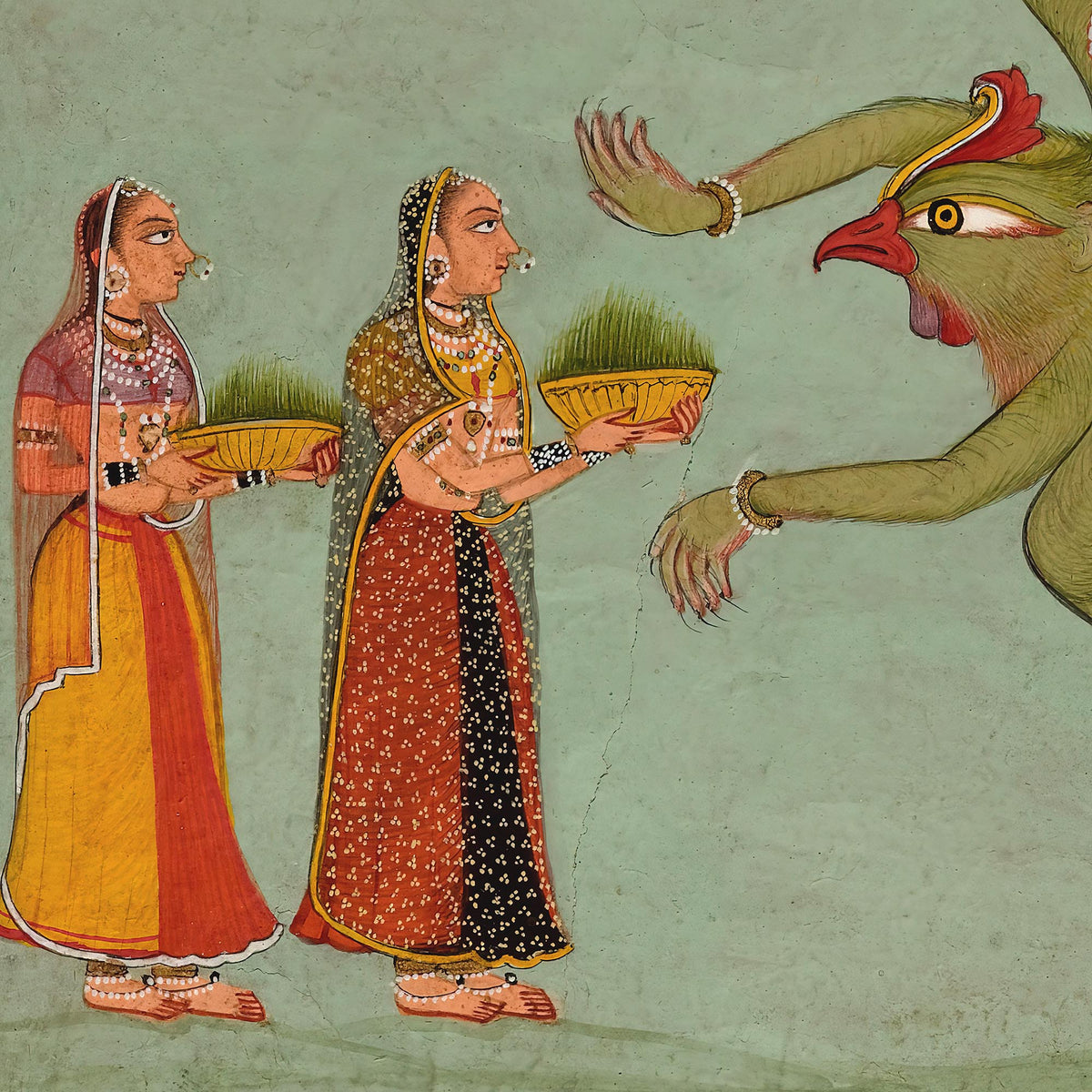 Krishna Riding On Garuda | Hindu Indian Mythology | Upanishads, Vedas (Hanuman, Lord Shiva, Lord Vishnu, Kali) Vintage Fine Art Print