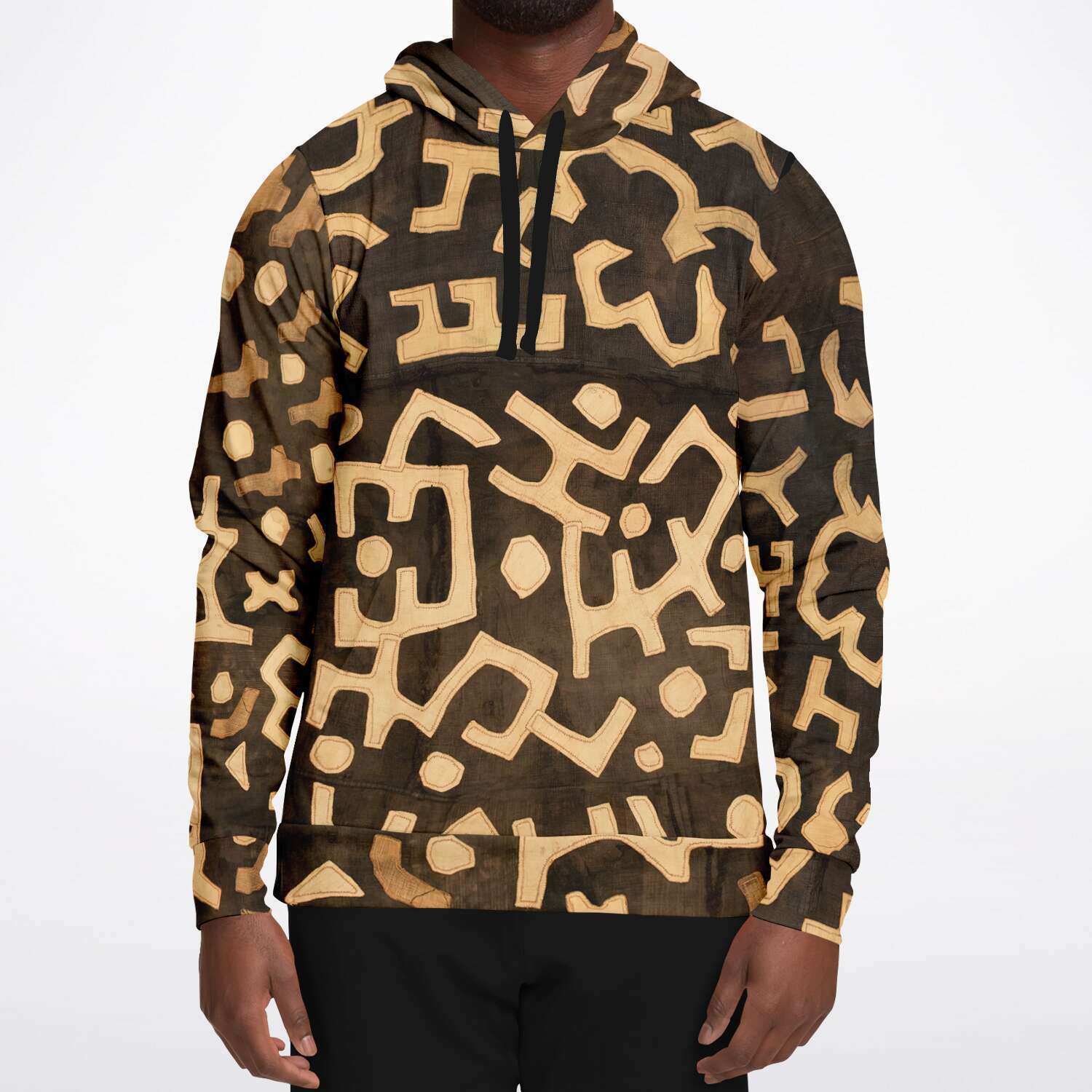 Kuba Cloth African Hoodie: Bogolan Congo Kente Mudcloth Kilim Hippie Sweatshirt Jacket Boho Afrocentric Pullover Hoodie