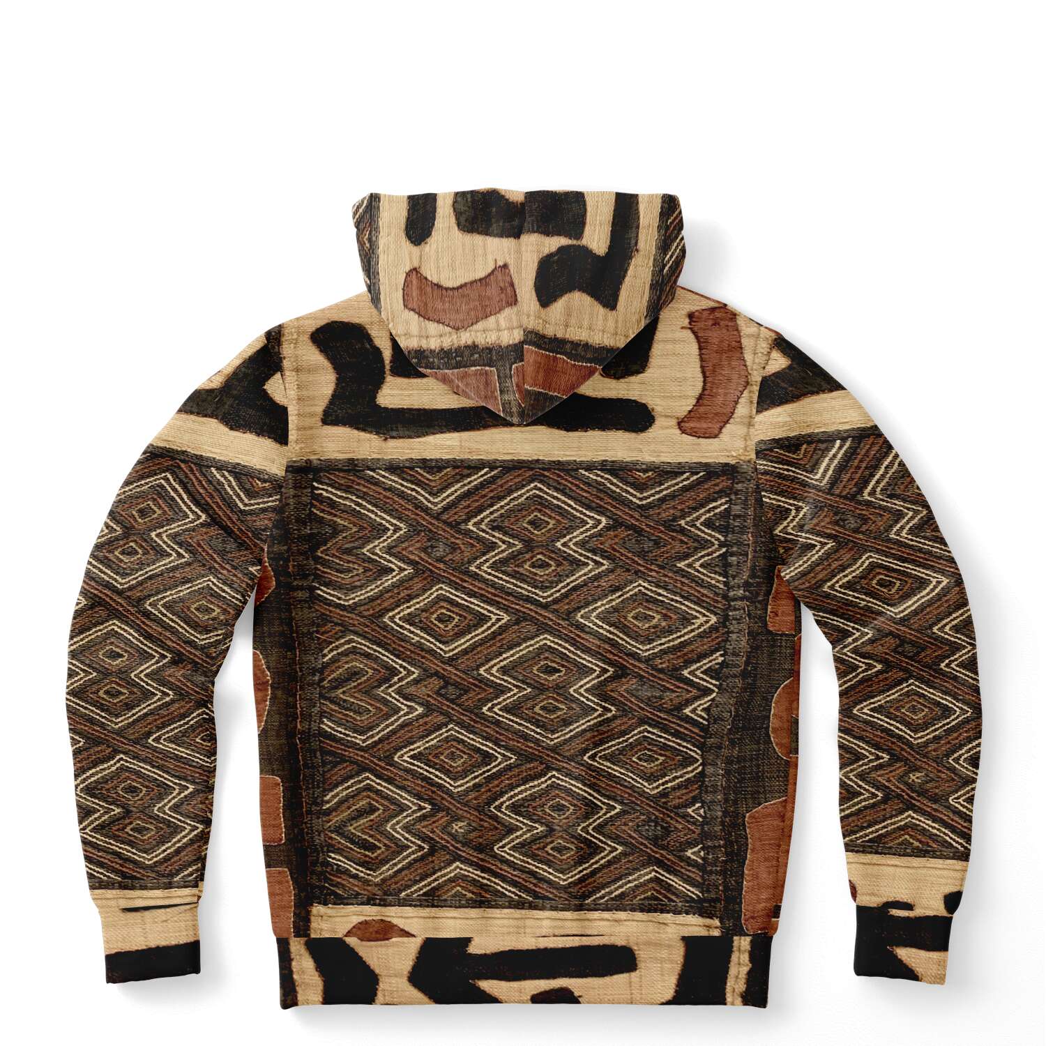 Fashion Hoodie - AOP XS Kuba Cloth Inspired African Hoodie, Congo Bogolan Kente Cloth Mudcloth Jacket Textile Hippie Boho Afrocentric Kilim Tribal Pullover Hoodie