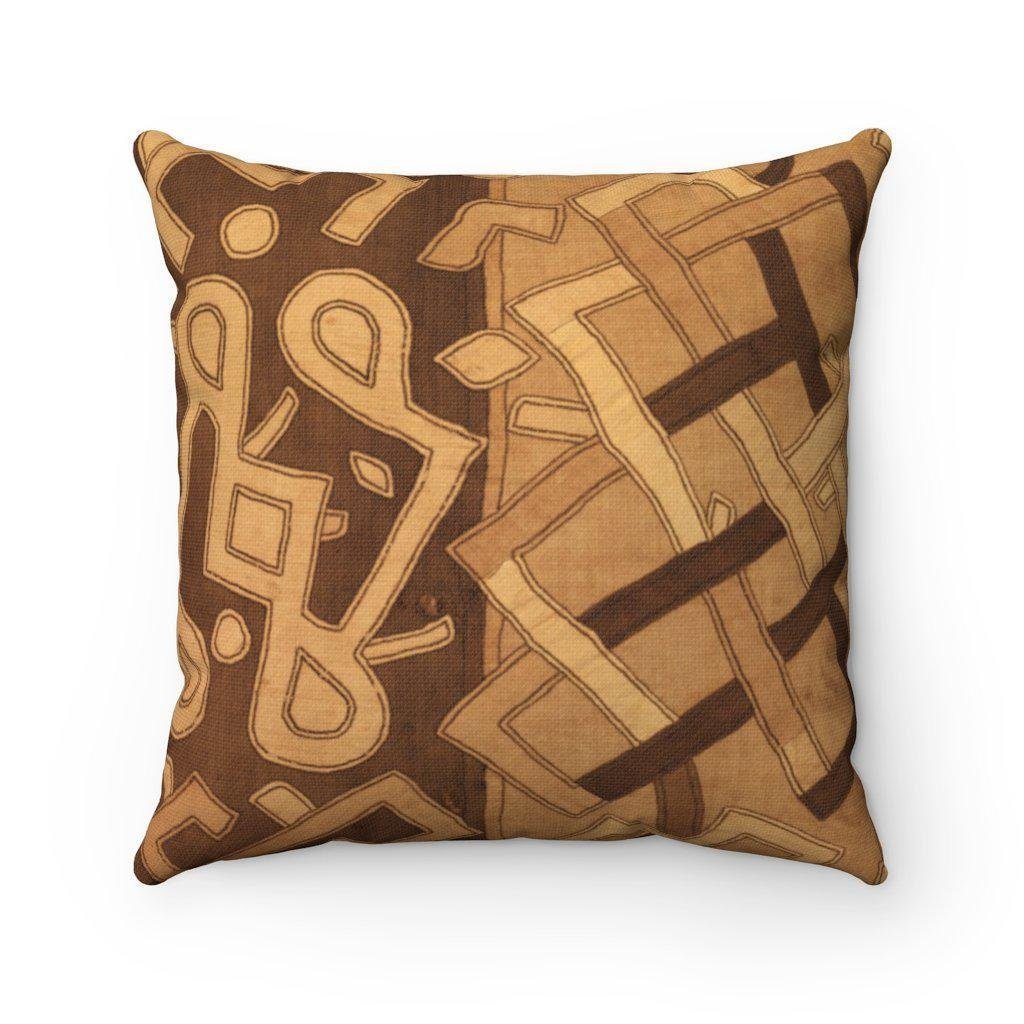 Kuba-Cloth Inspired African Vintage Afrocentric Ethnic Antique Boho Tribal Decorative Throw Pillow