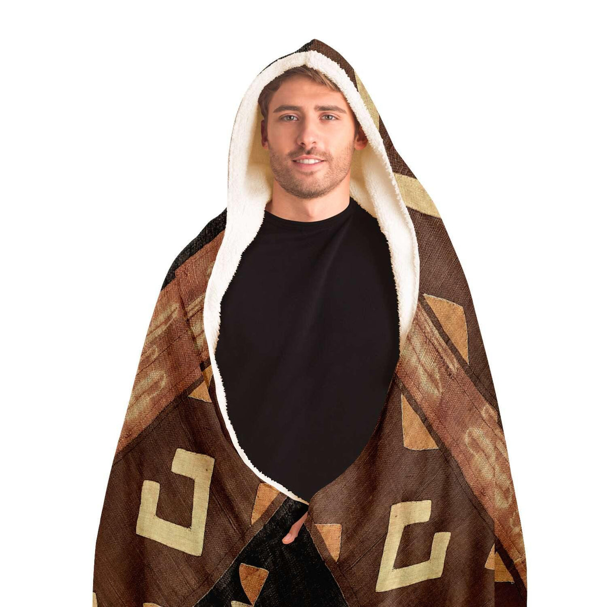 Kuba Cloth Inspired Hooded Blanket (The Congo)