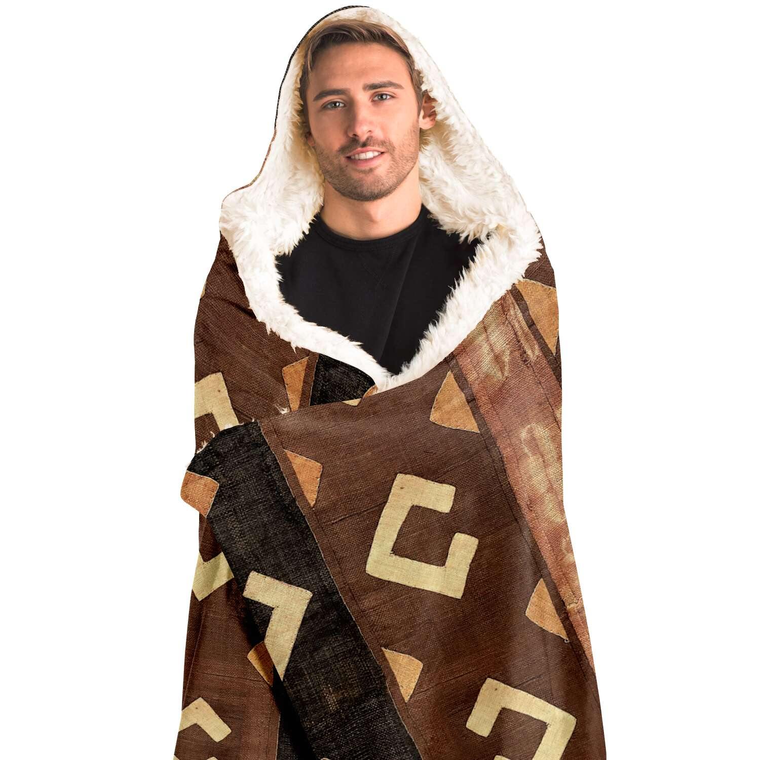 Kuba Cloth Inspired Hooded Blanket (The Congo)