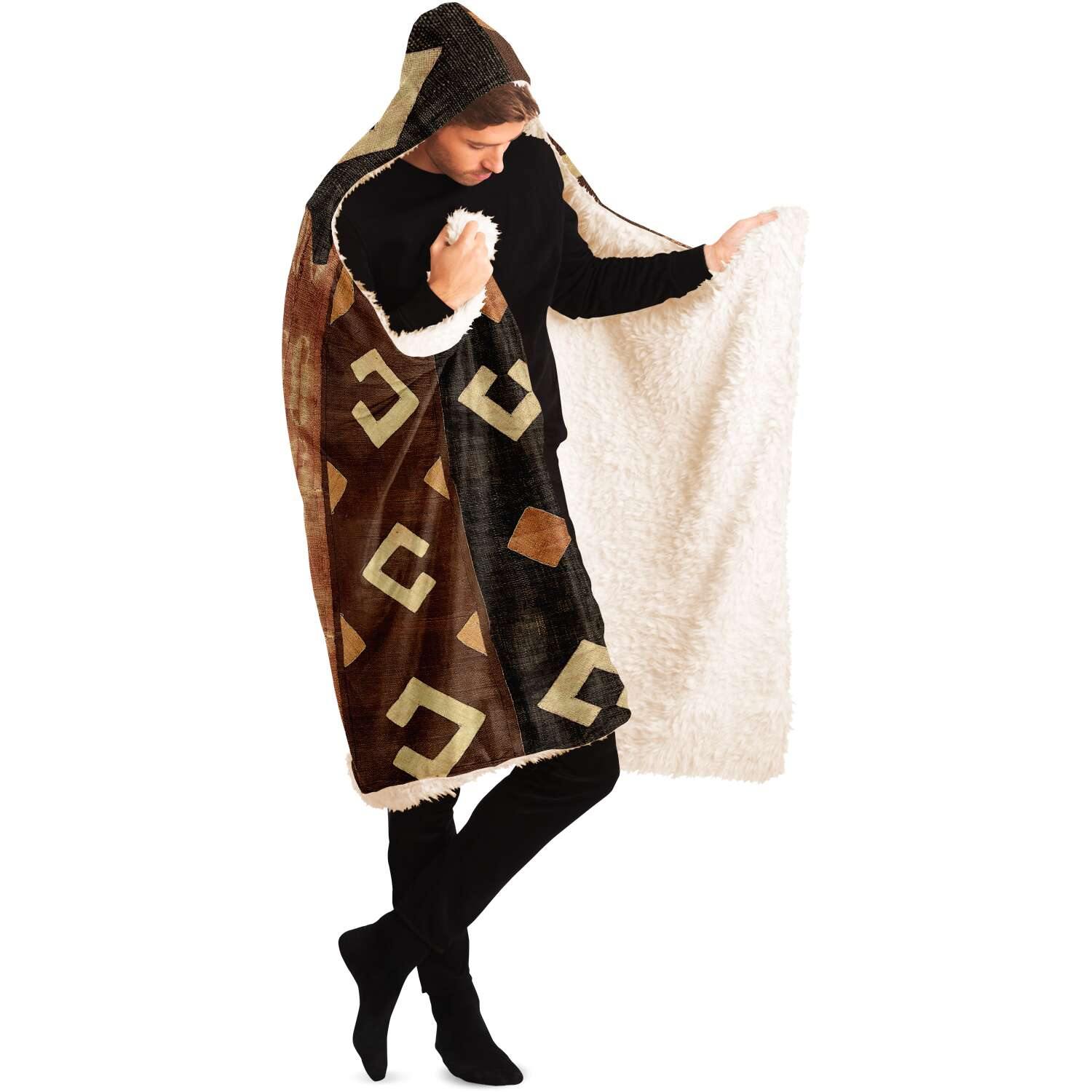 Kuba Cloth Inspired Hooded Blanket (The Congo)