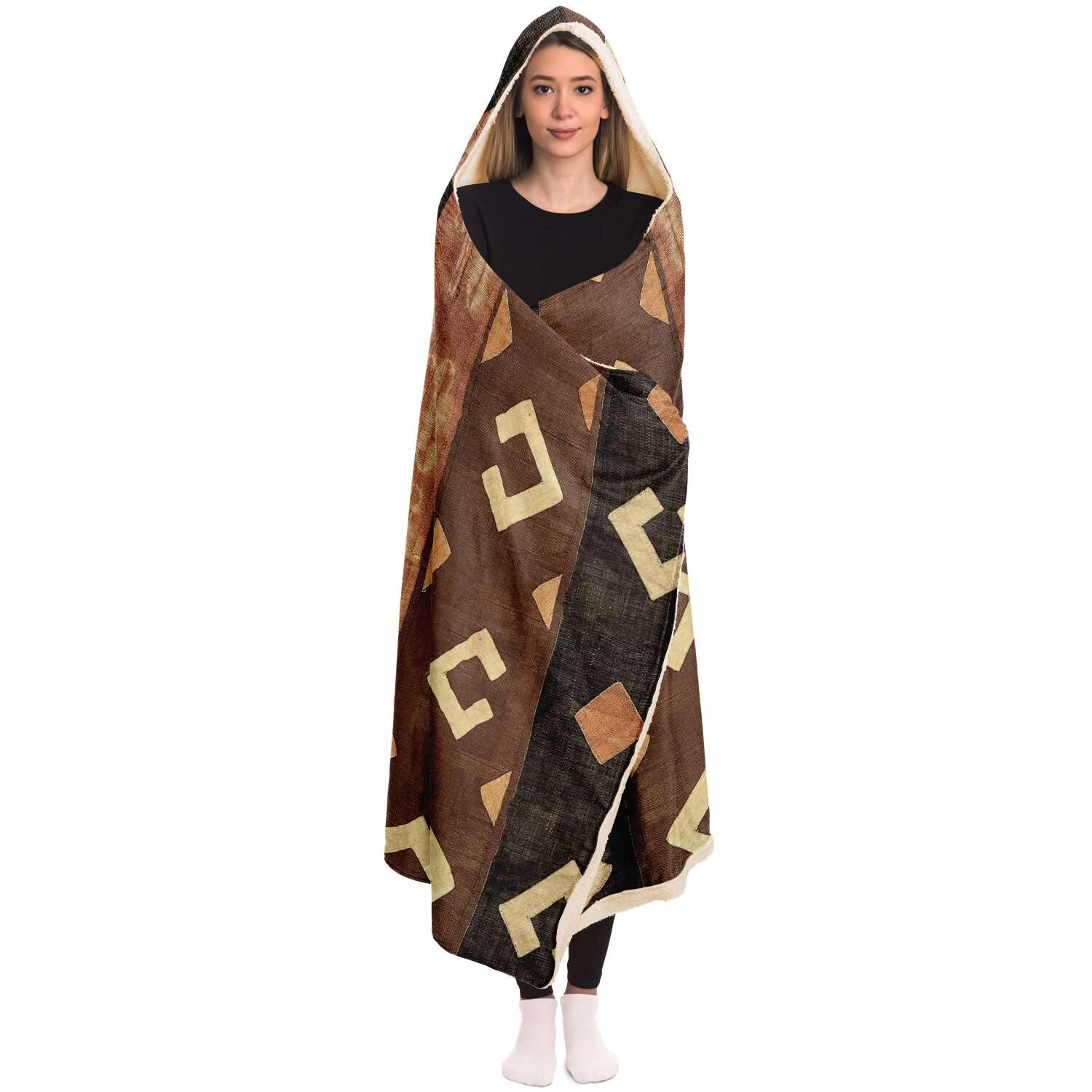 Kuba Cloth Inspired Hooded Blanket (The Congo)
