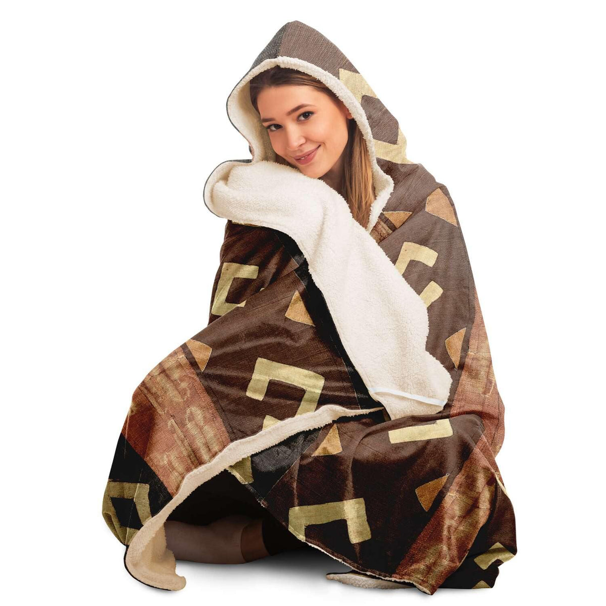 Kuba Cloth Inspired Hooded Blanket (The Congo)