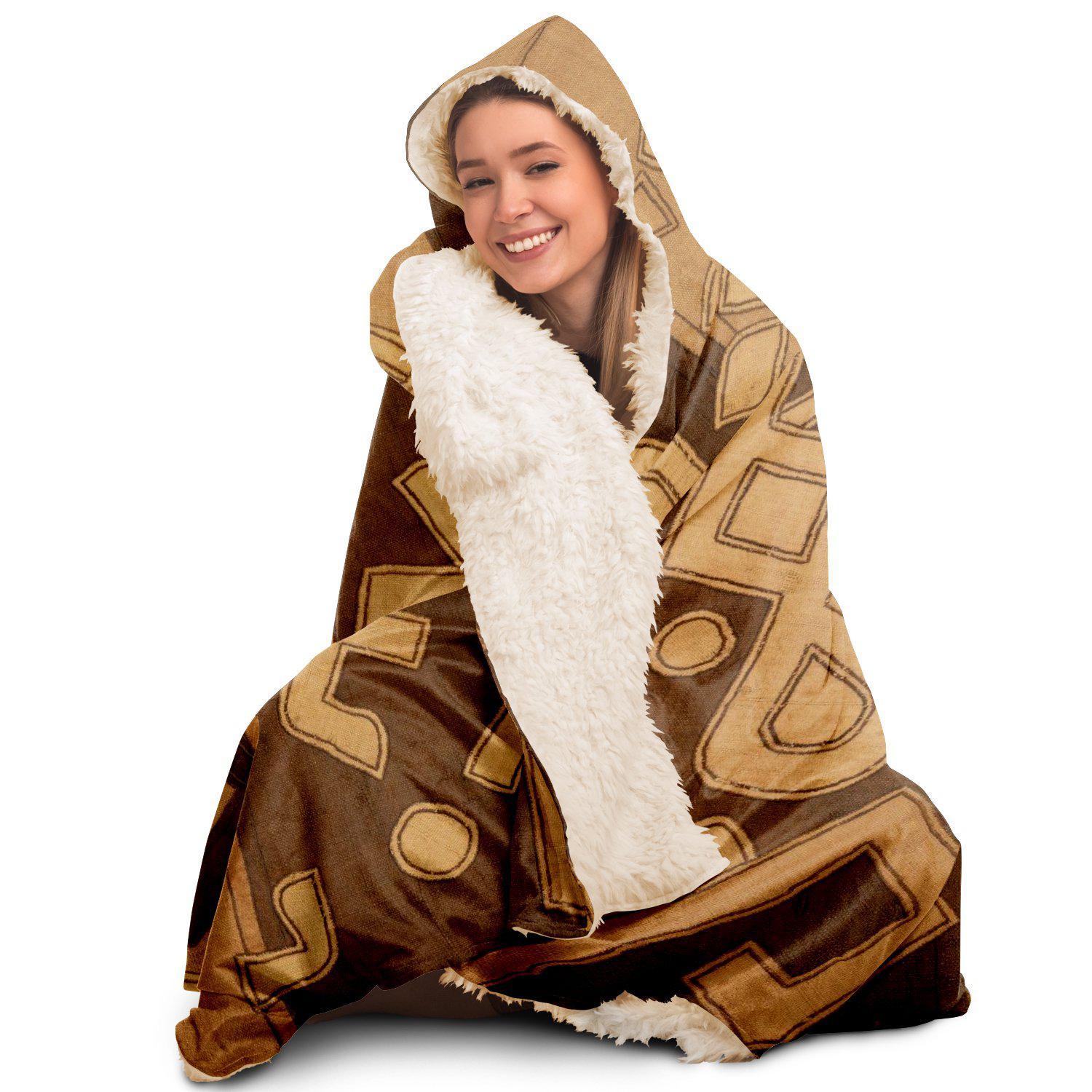 Hooded Blanket - AOP Kuba Cloth Inspired Hooded Blanket (The Congo)