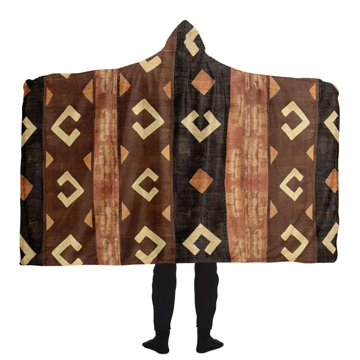 Hooded Blanket - AOP Kuba Cloth Inspired Hooded Blanket (The Congo)