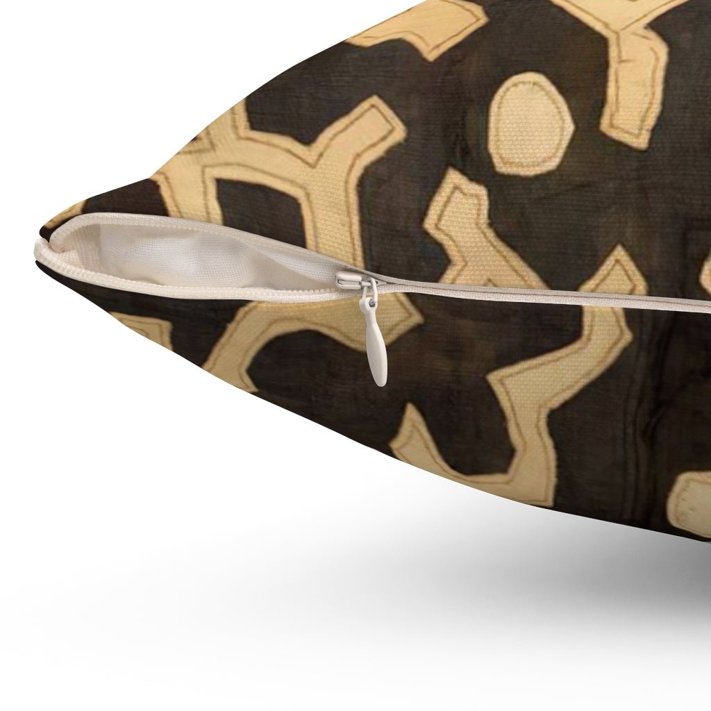 Kuba Cloth Pillow | Congo African Ethnic Home Decor | Rustic Earth Tone Throw Pillow