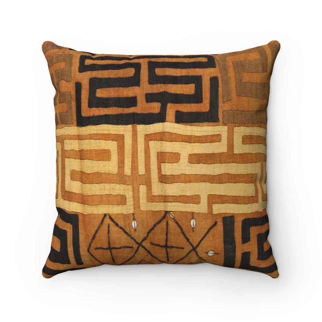 Home Decor Kuba-Cloth Pillow w/ Insert | African Bohemian Kente Cloth Mudcloth Kilim | Gift for Him Decorative Sacred Vintage Throw Pillow