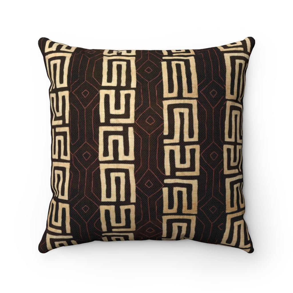 Home Decor 20" × 20" Kuba-Cloth Tribal African Pillow w/Insert | Kente Cloth Mudcloth Kilim | Bohemian Gift for Him Ethnic Decorative Throw Pillow